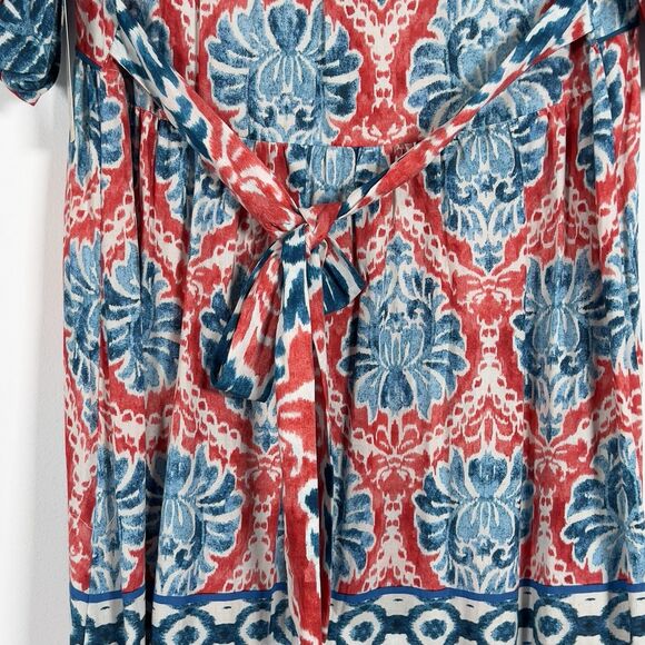 Figueroa & Flower Midi Dress Womens Sz XL Floral Belted Short Sleeve Boho - Picture 6 of 13